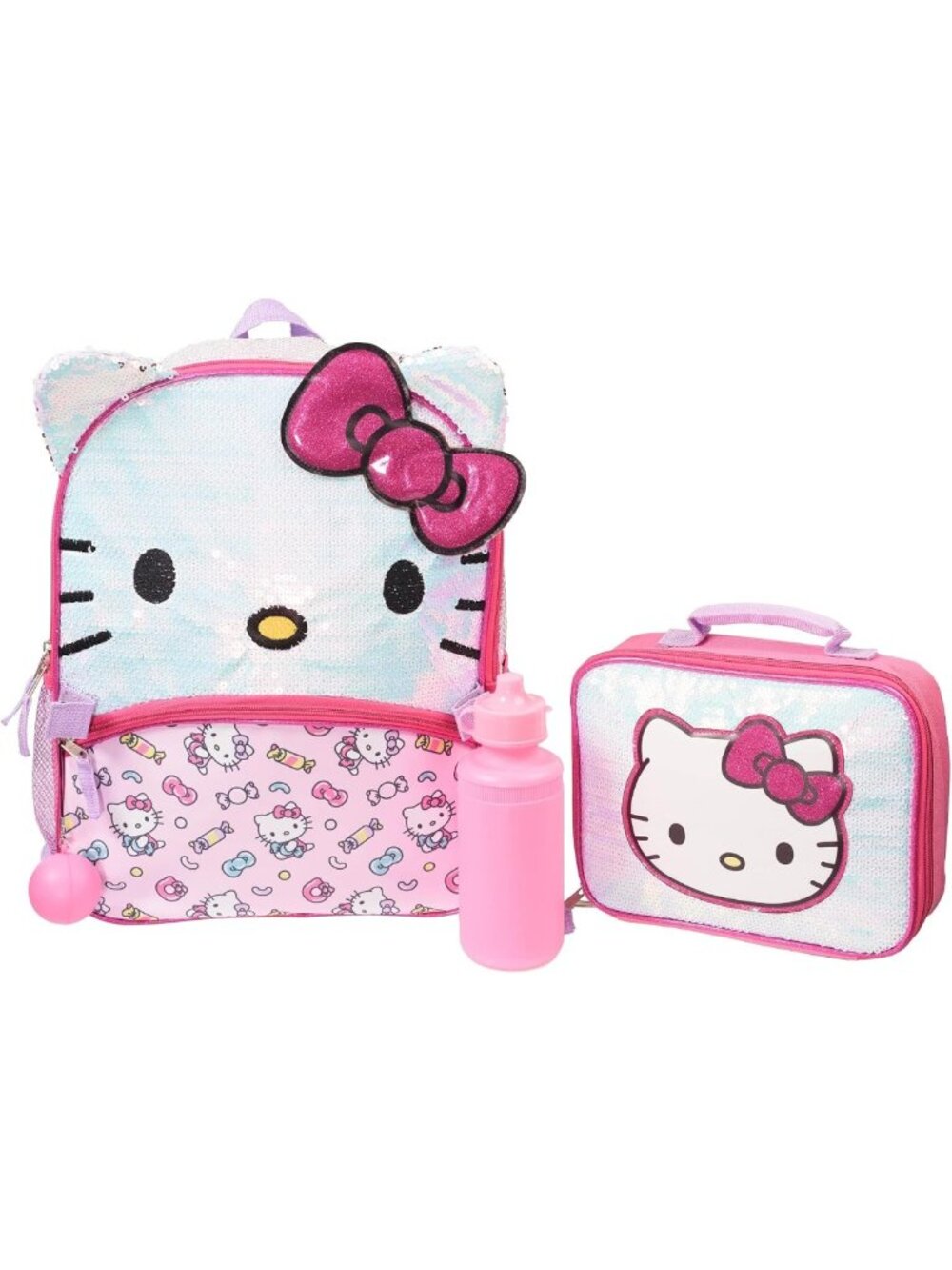Iridescent Flip Sequin 4-Piece Girls Backpack Set, 16" School Bag with 3D
